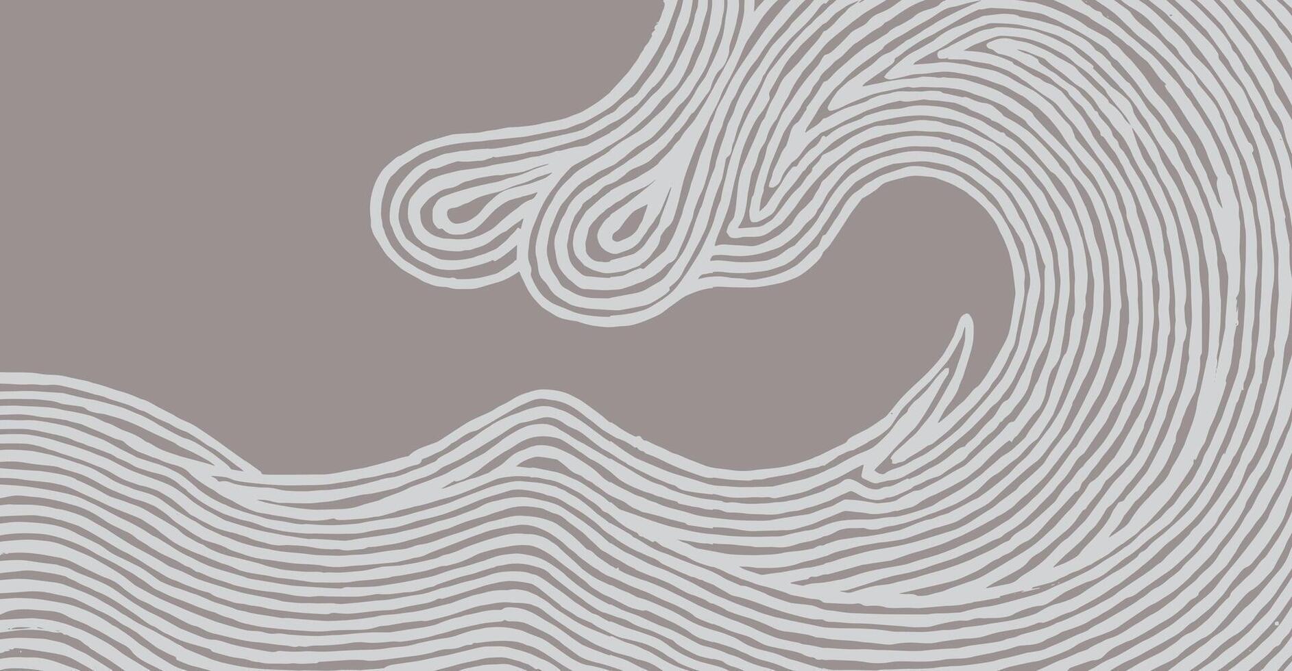 Hand draw brush lines abstract energetic flowing wave background, Japanese and ethnic block print, hand engraving texture graphic, minimal style calm and natural pattern for textile, carpet vector