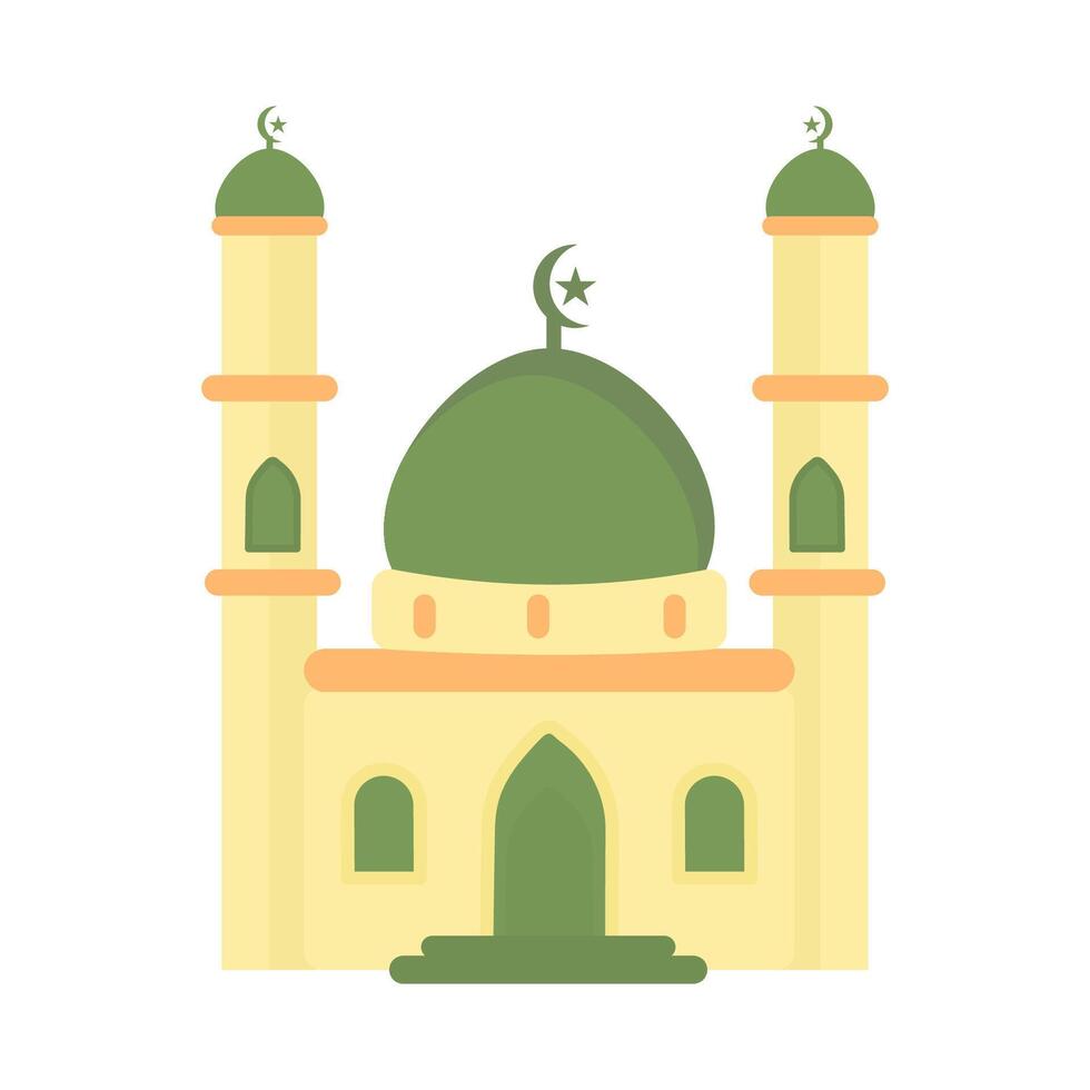 Flat Mosque Illustration for Islamic Icon, Eid Mubarak Banner, Prayer App UI, Poster Design, and Religious Content vector