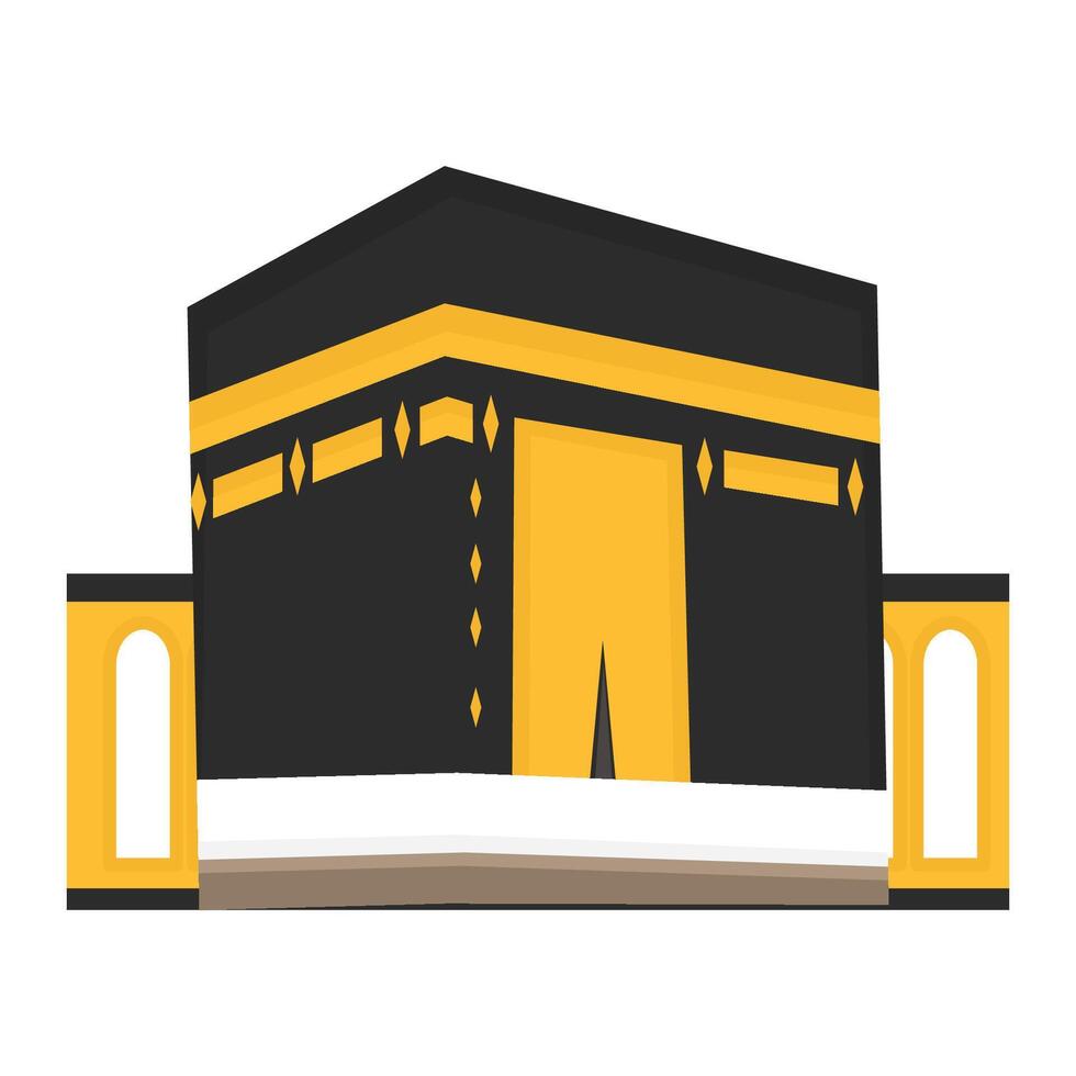 Kaaba Illustration in Mecca for Hajj Umrah Islamic Theme, Ideal for Pilgrimage Education, Eid Mubarak Designs, Religious Apps, and Muslim Travel Content vector