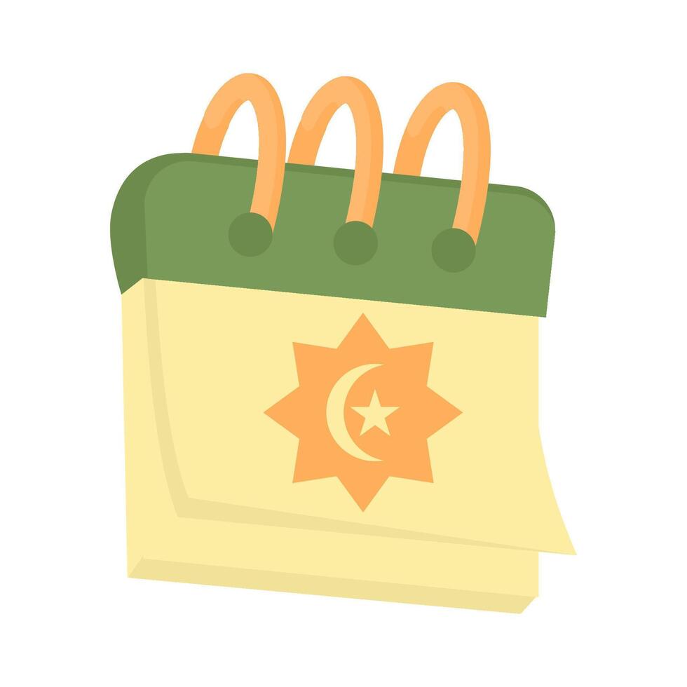 Islamic Calendar Illustration with Crescent and Star for Ramadan Schedule, Eid Reminder, Poster Icon, Web Banner, and Islamic Social Media Content vector