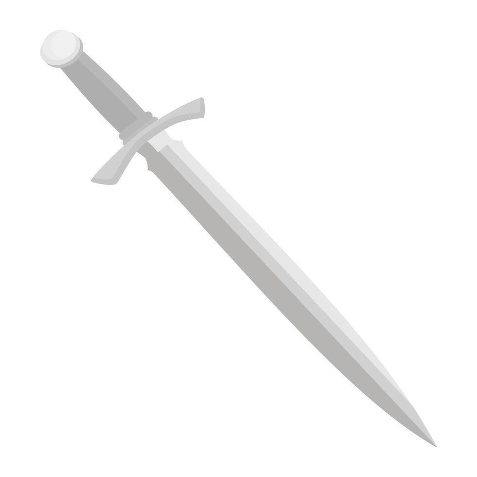 Classic Medieval Style Sword Illustration with Metal Handle and Sharp Blade, Perfect for Games, Fantasy Designs, Weapon Icons, or Historical Educational Materials vector