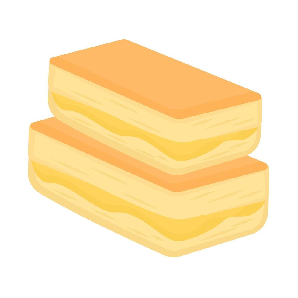Traditional Kaya Toast Illustration with Coconut Jam and Butter Layers, Perfect for Culinary Design, Asian Breakfast, or Nostalgic Cafe Menu vector