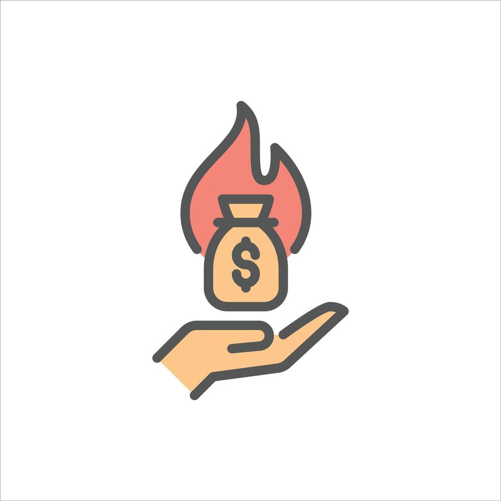 Corruption filled outline icon. illegal money color line illustration. vector