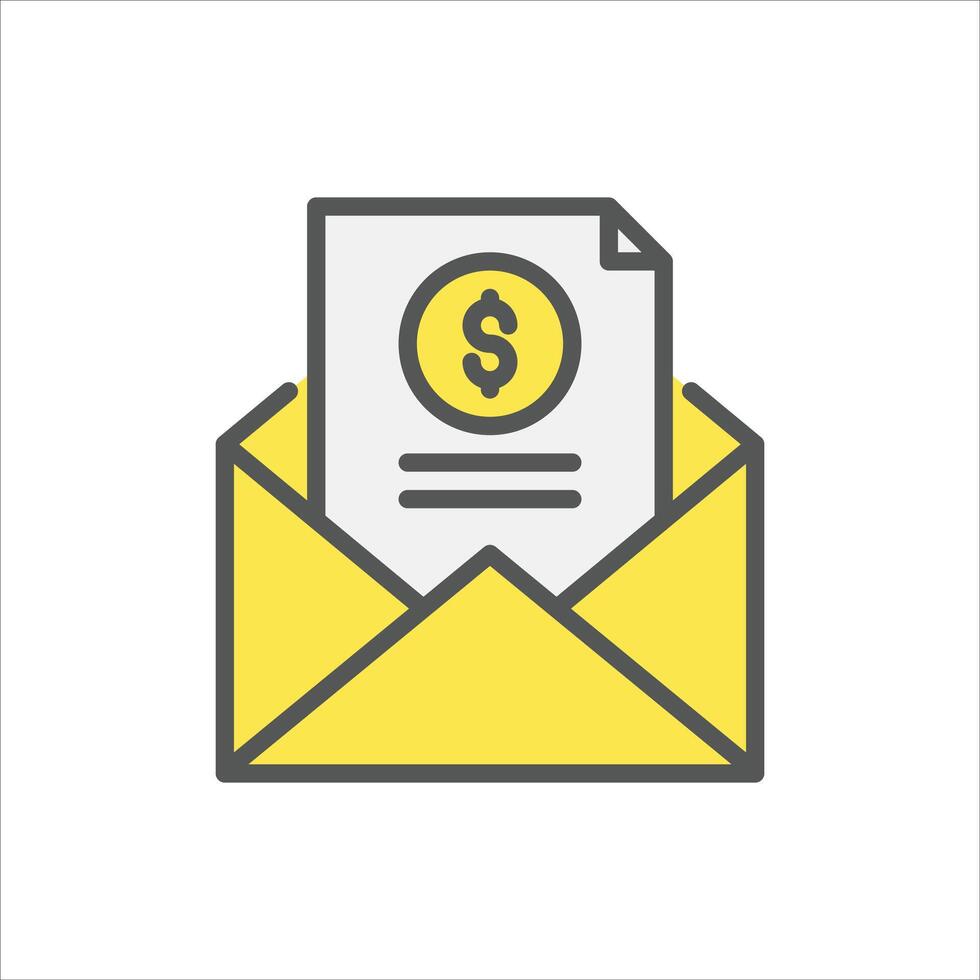 envelope bribe filled outline icon. corruption color line illustration. vector