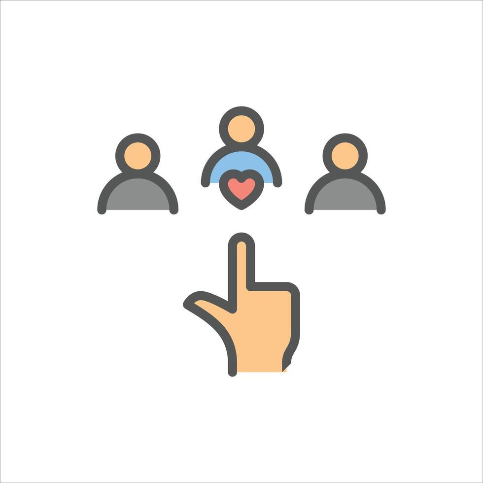 Nepotism filled outline icon. favoritism color line illustration. vector