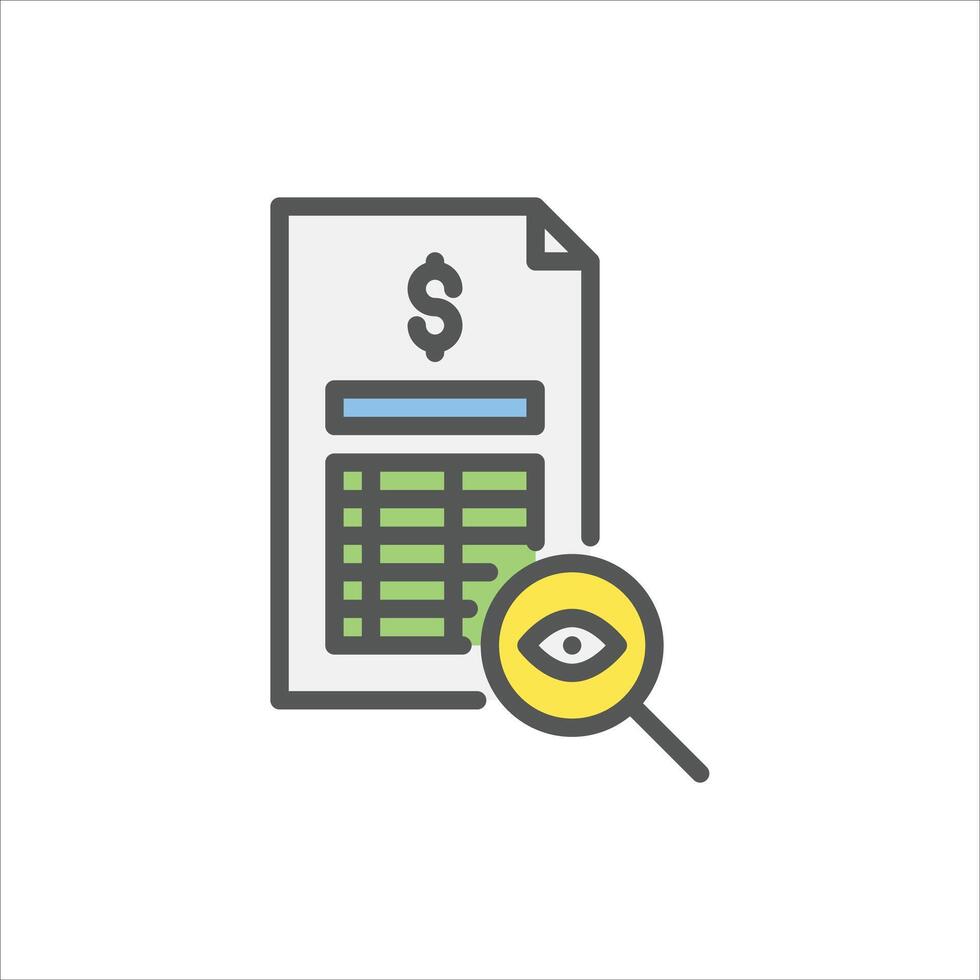 Investigation filled outline icon. document analysis color line illustration. vector