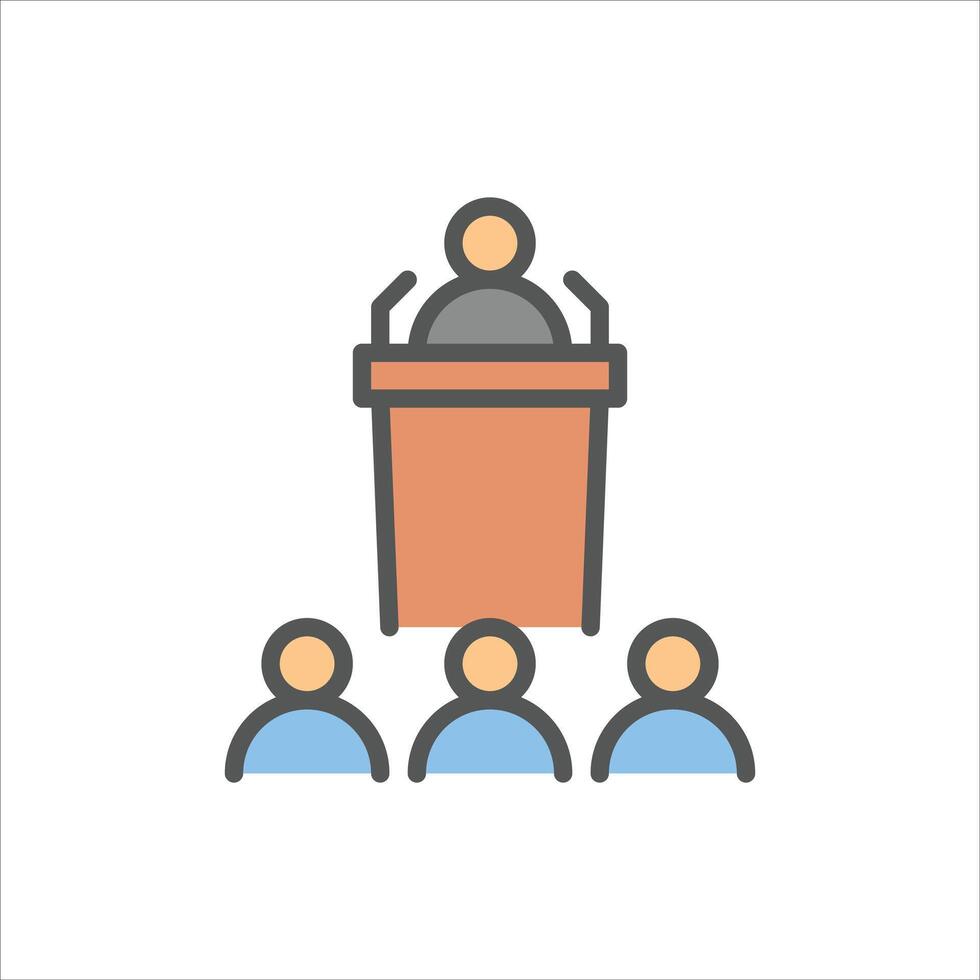 Politician filled outline icon. Speech color line illustration. vector