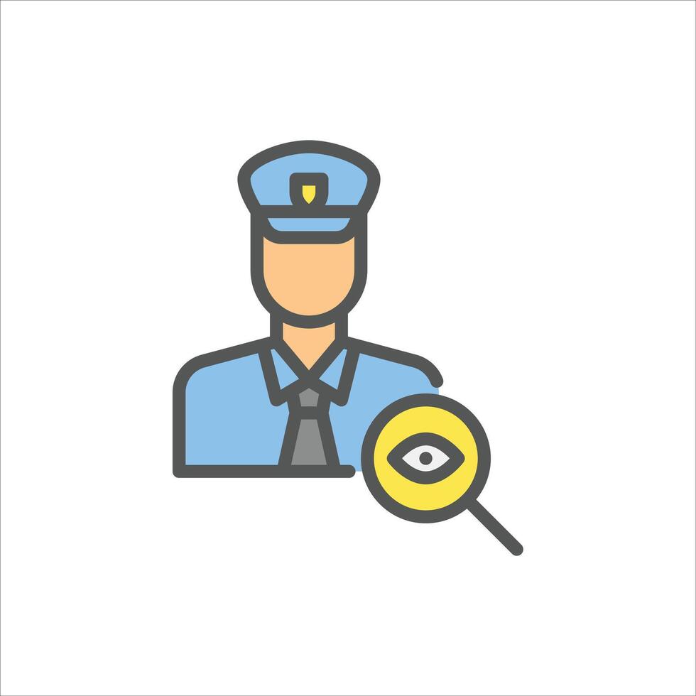 Police Investigation filled outline icon. investigation color line illustration. vector