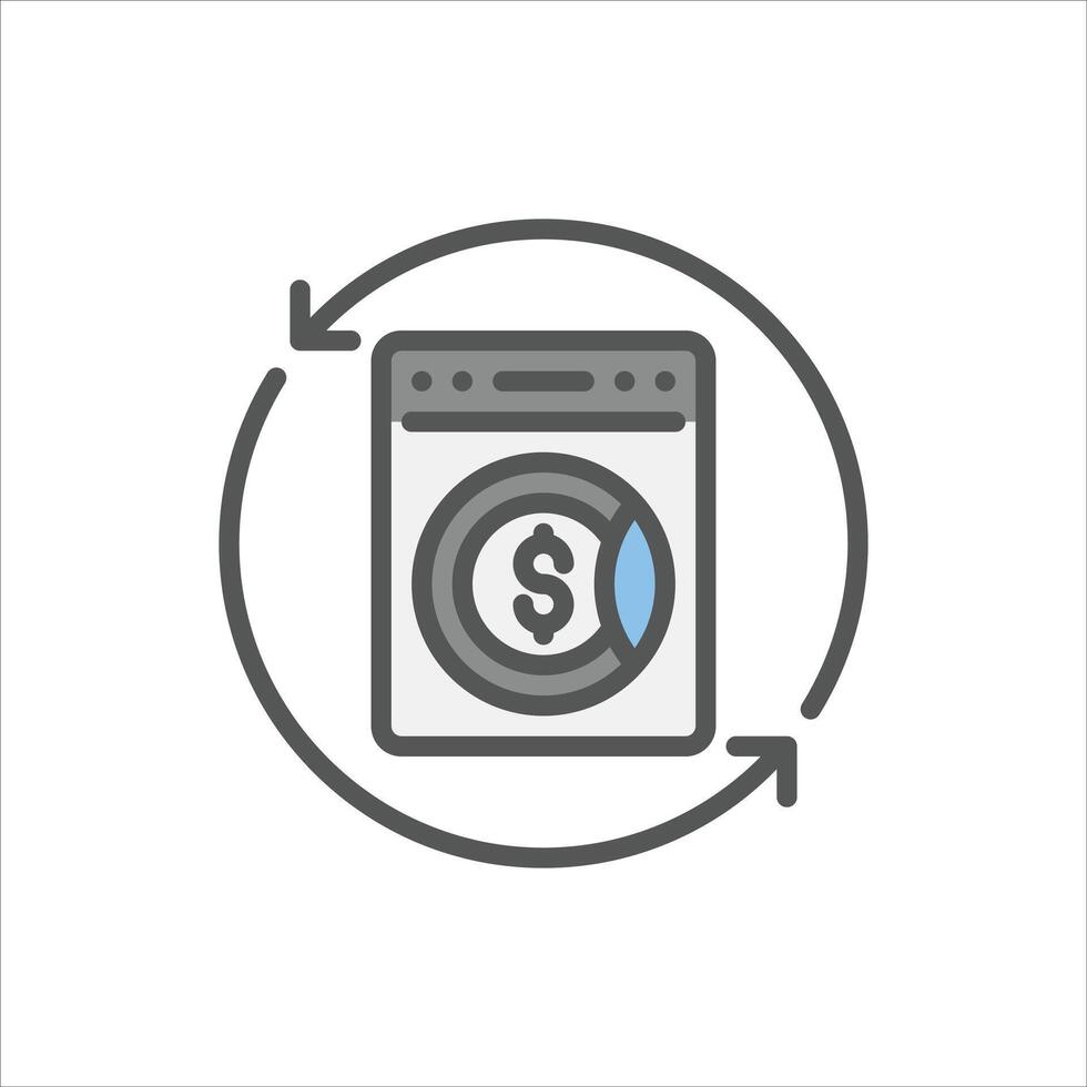 Money Laundering filled outline icon. Money Laundry color line illustration. vector