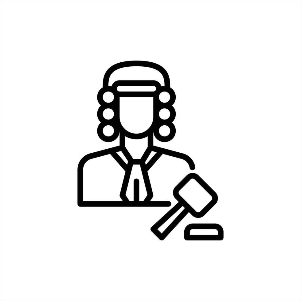 Judge avatar outline icon. justice black line illustration. vector