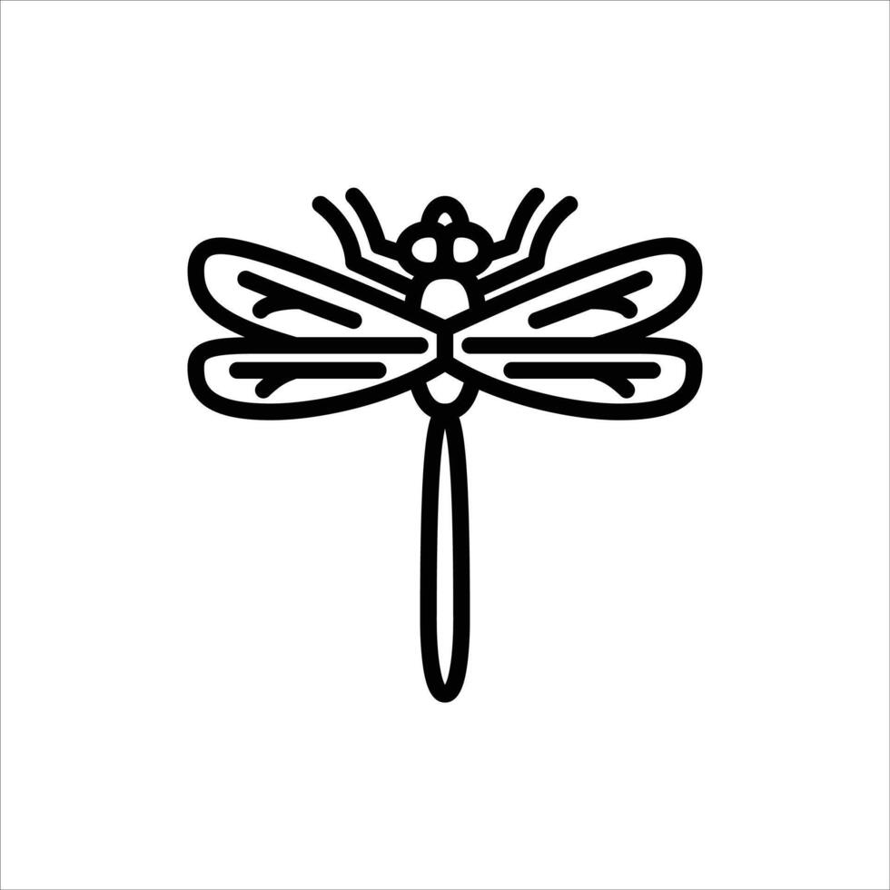 dragonfly outline icon. insect black line illustration. vector