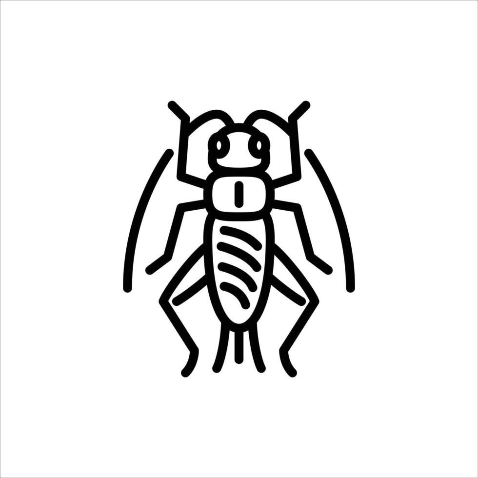 cricket outline icon. grasshopper black line illustration. vector