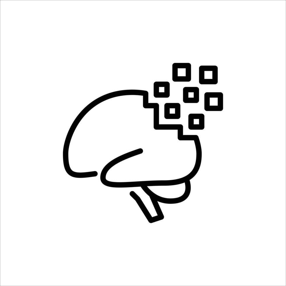 Alzheimer outline icon. dementia black line illustration. vector