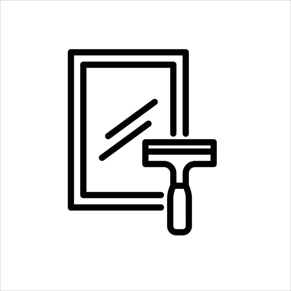 cleaning mirror outline icon. mirror squeegee black line illustration. vector