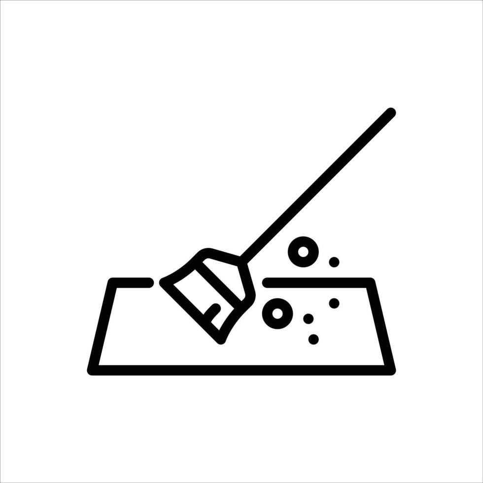 sweeping room outline icon. broom black line illustration. vector