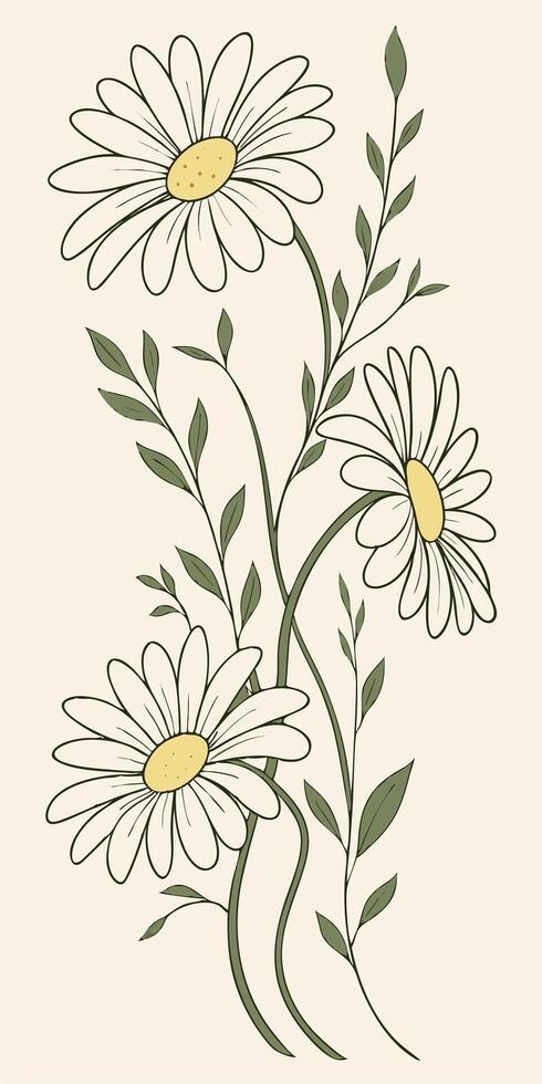 close-up the flowers of the Daisy flower arranged beautifully and decorated with vines vector