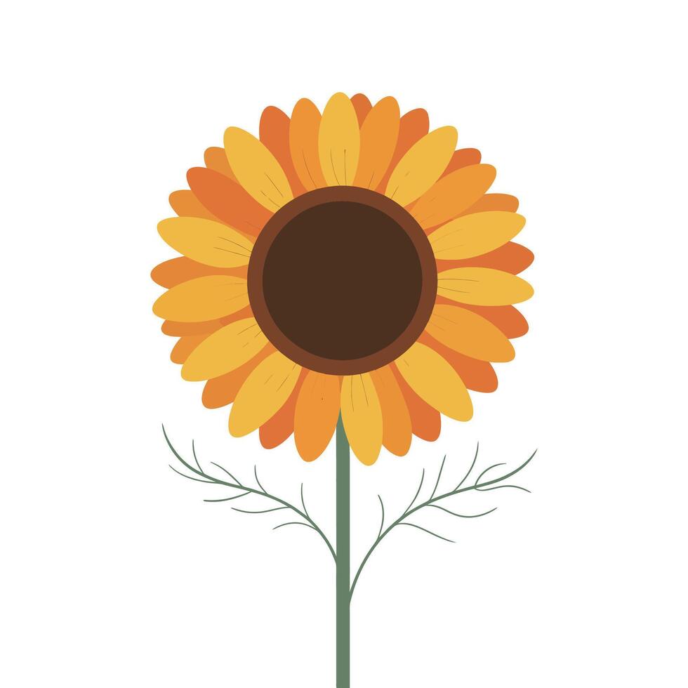 Minimalist Sunflower Illustration in Solid Colors. vector