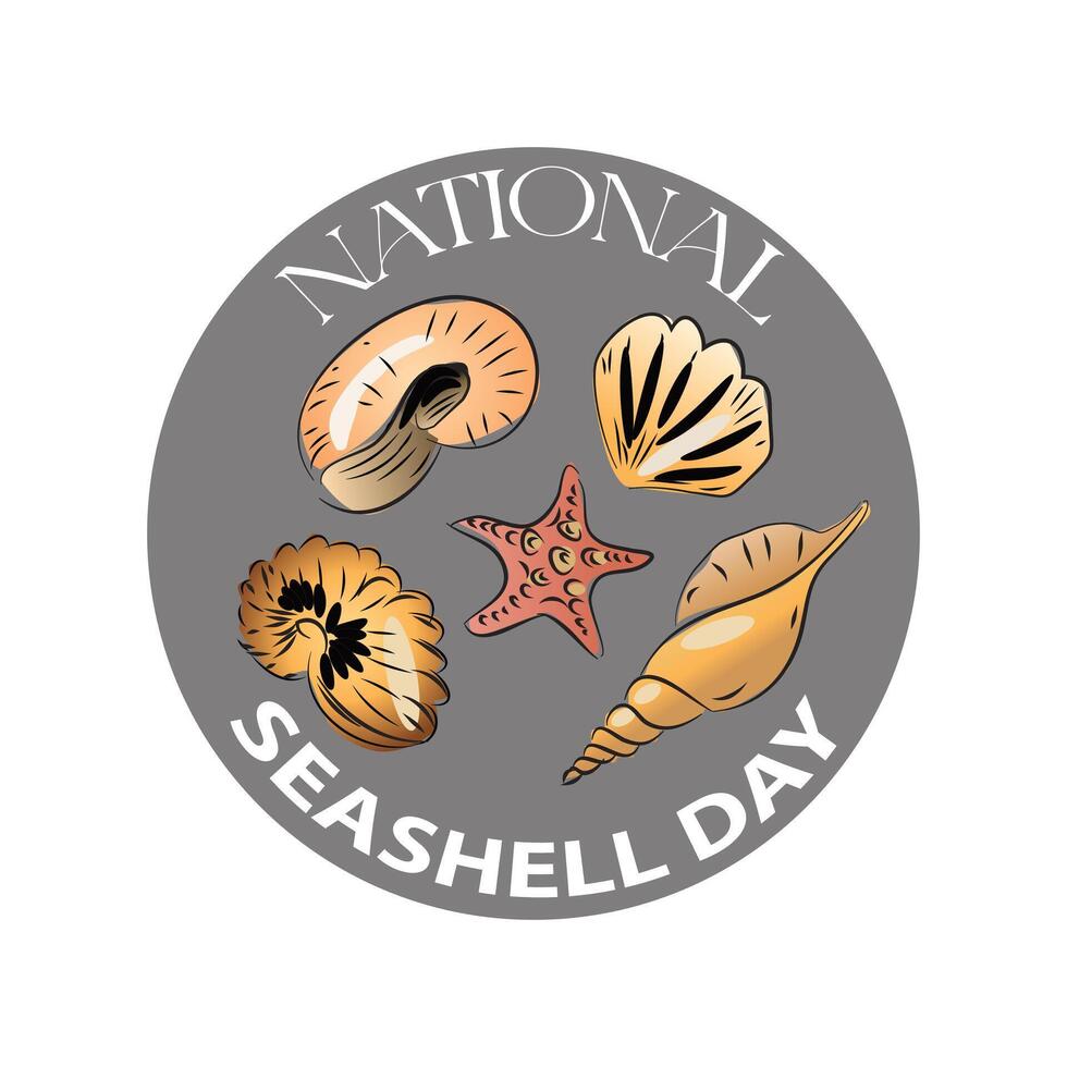 National Seashell Day Sign and Badge vector