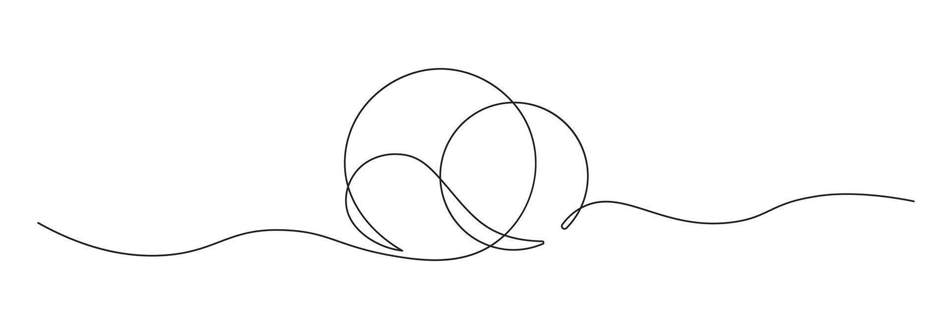 Round shape in continuous line art style in continuous line drawing style. Minimalist round shape sketch in black linear isolated on white background vector