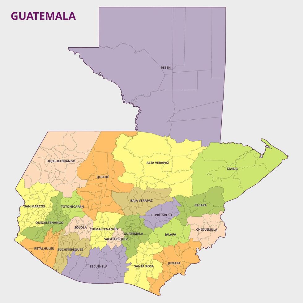 Map of Guatemala Political Divisions vector