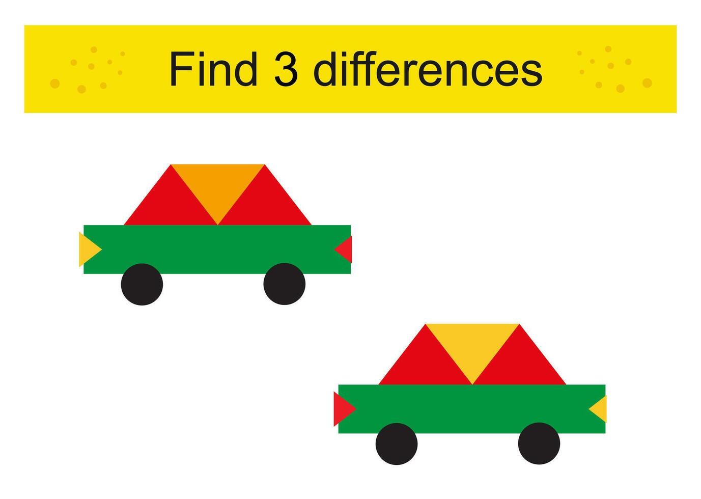 Find 3 differences. Logic puzzle game for kids vector