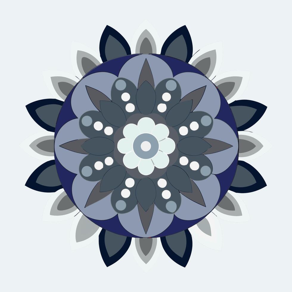 A blue and gray flower with a white center vector