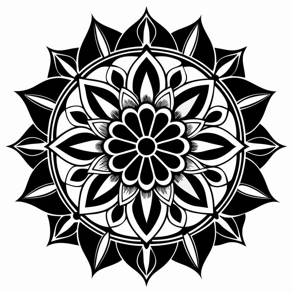 A black and white mandala design vector