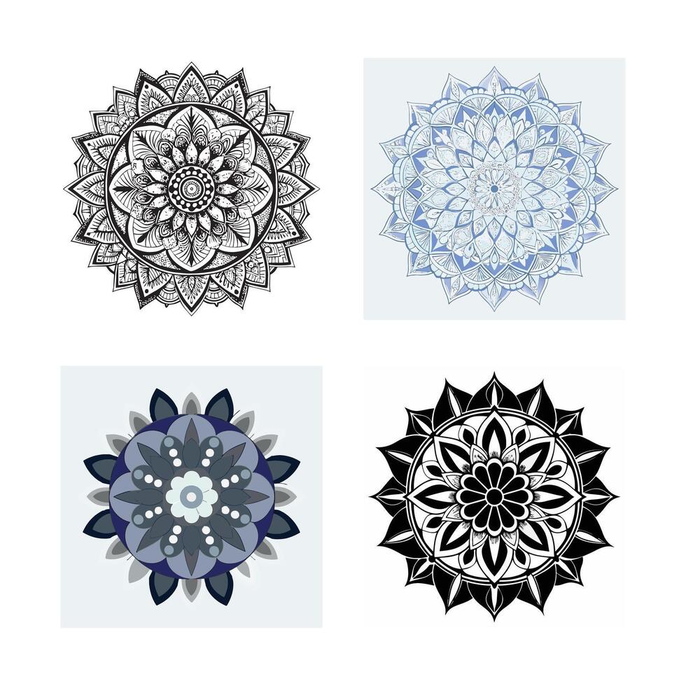 Four different designs of mandalas vector