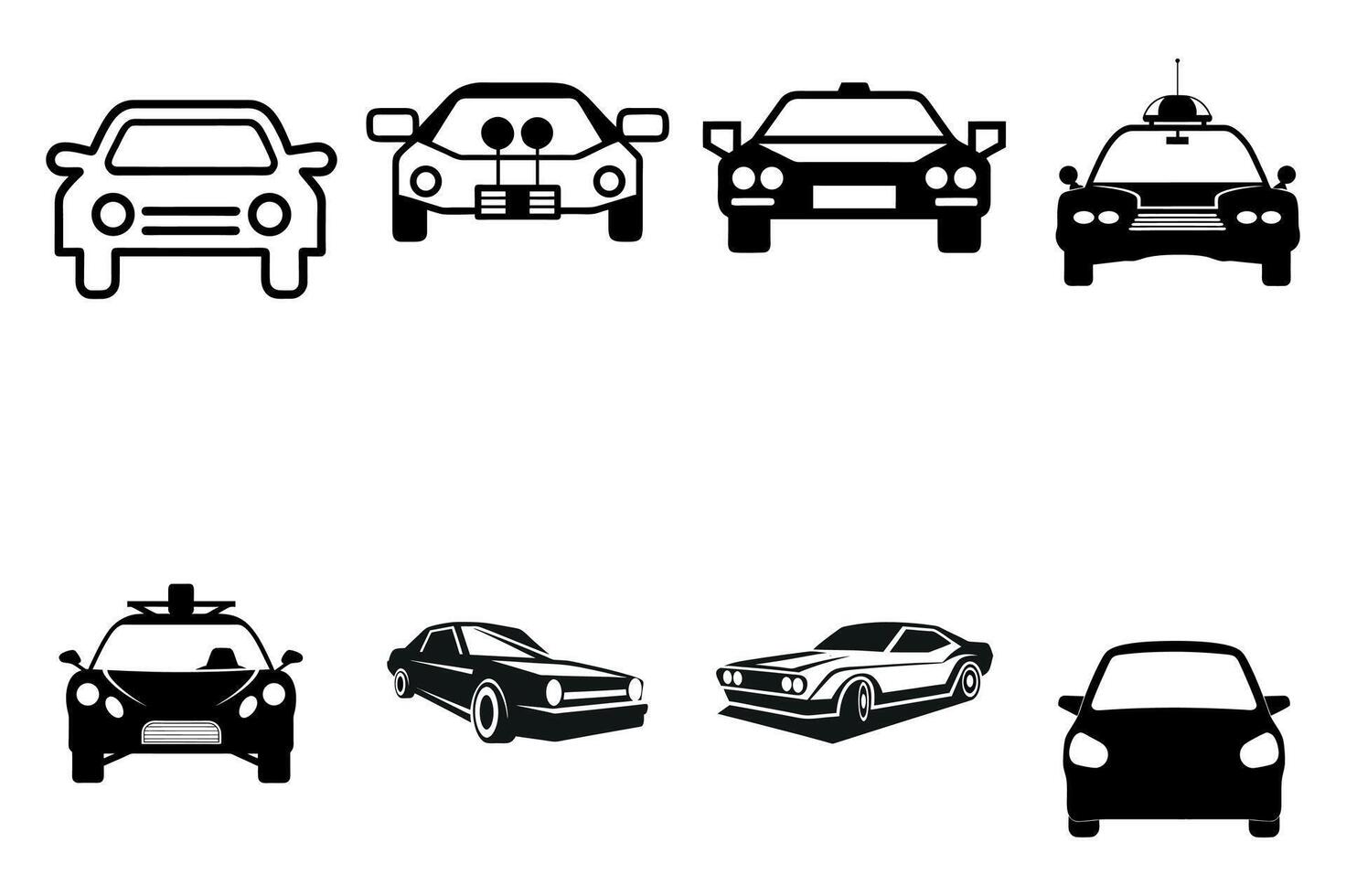 Clean Vehicle Face Clip Art Set vector