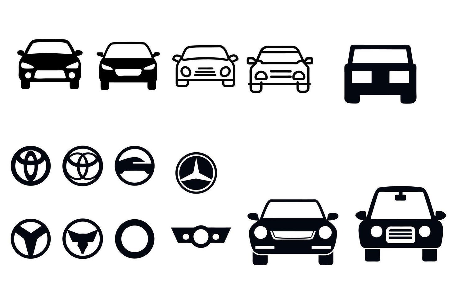 Car Frontside Graphic Icons Bundle vector