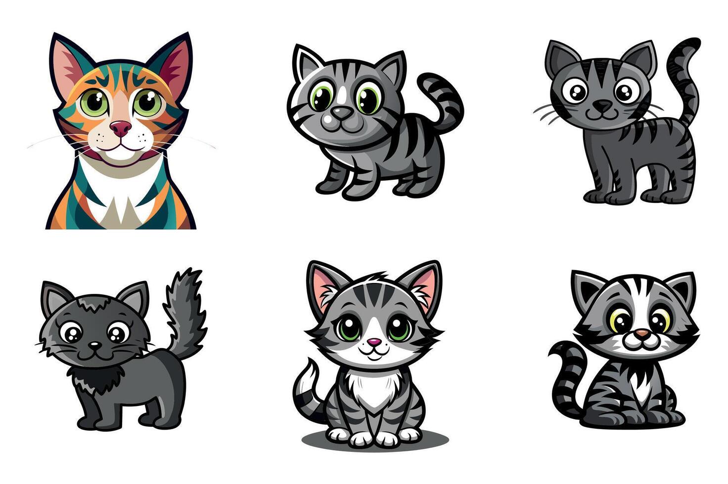 Art of Cute Smiling Cats vector