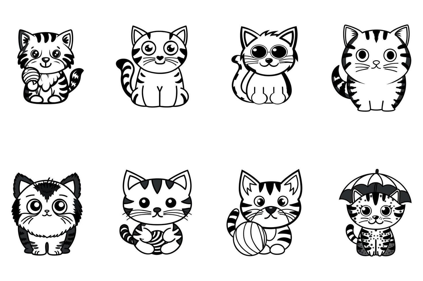 Cartoon Gray Cat Clipart Pack vector