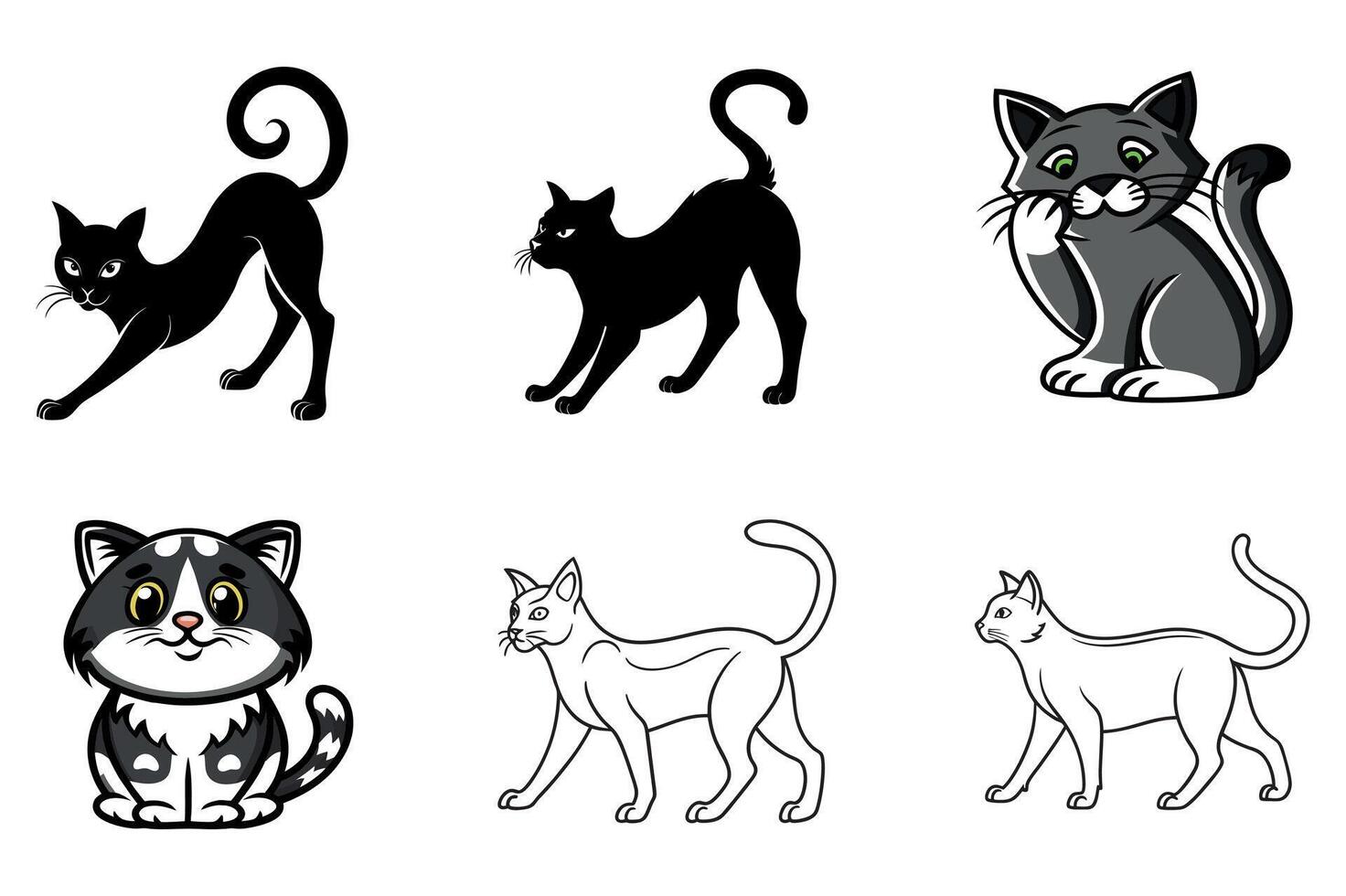 Adorable Gray Kitty Design Pack vector