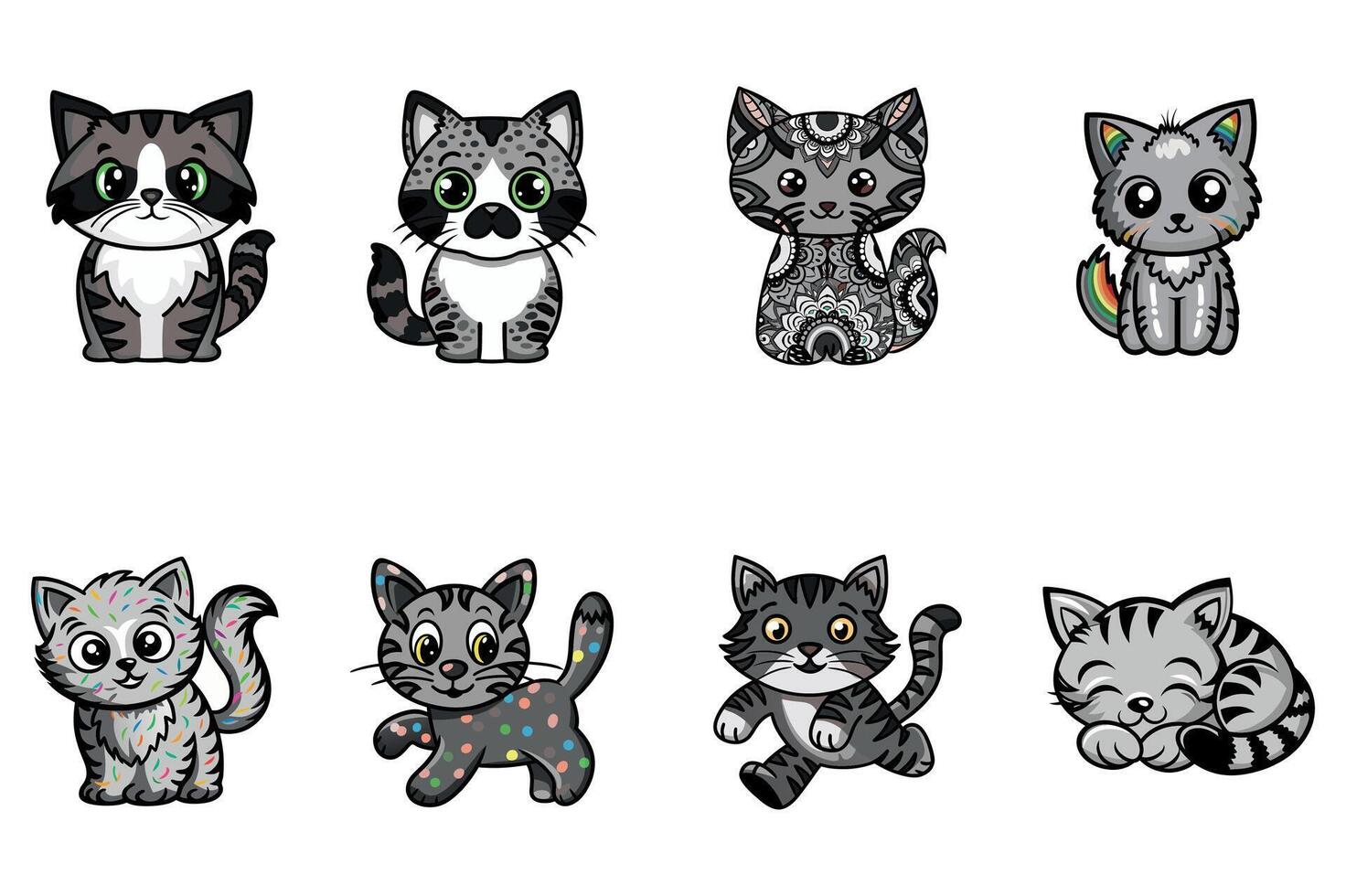 Grey Striped Kitten Clipart Design vector
