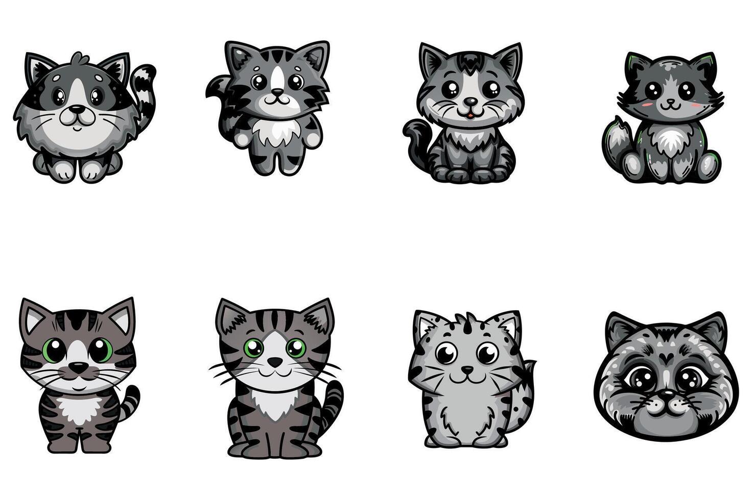 Hand-Drawn Tabby Cat Illustration Collection vector