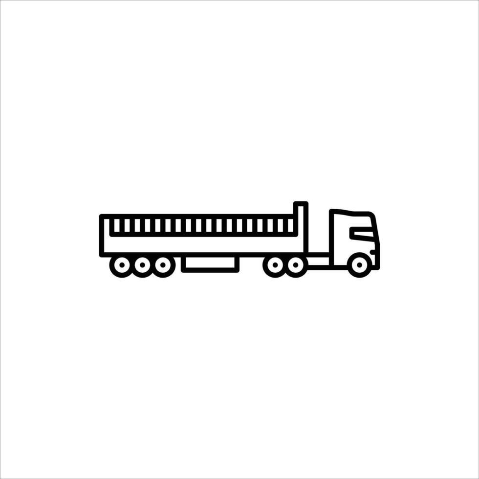 truck with fence trailer outline icon. fence trailer black line illustration. vector