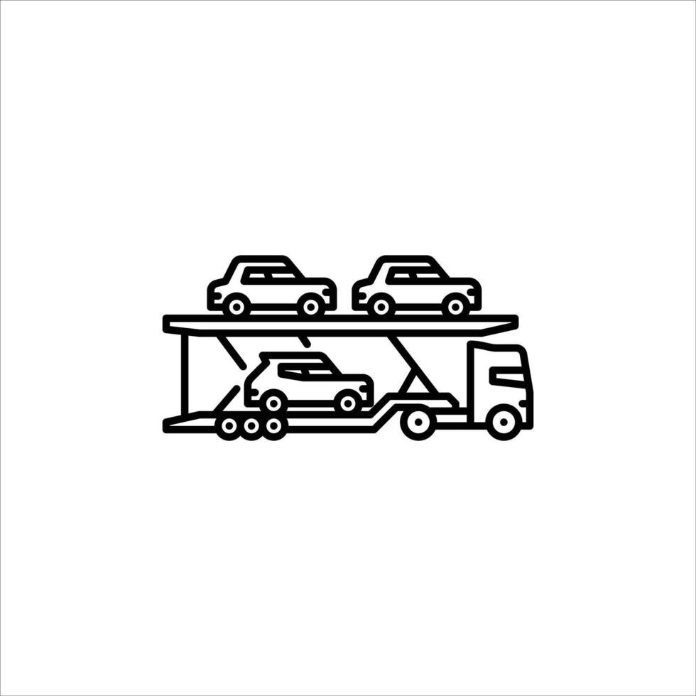 car hauler outline icon. car carrier trailer black line illustration. vector