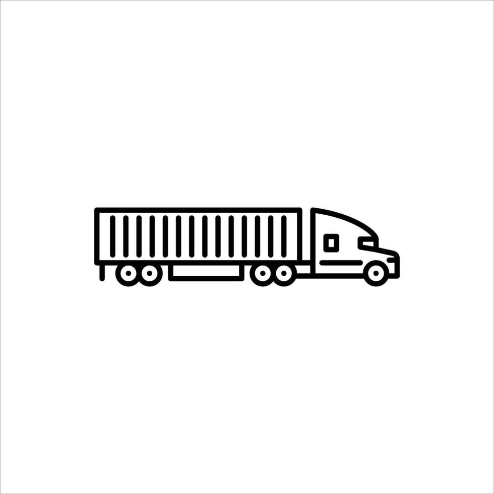 truck with trailer box outline icon. box truck black line illustration. vector
