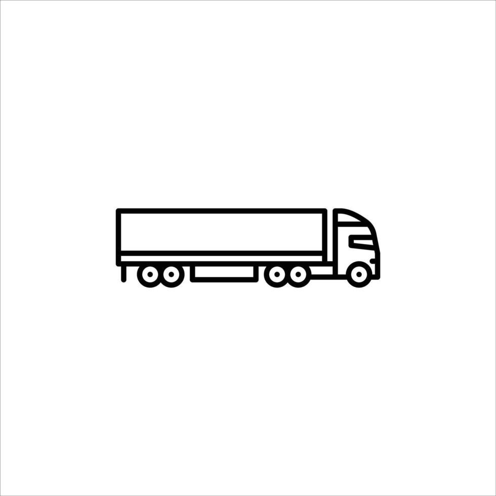 truck with trailer box outline icon. box truck line illustration. vector