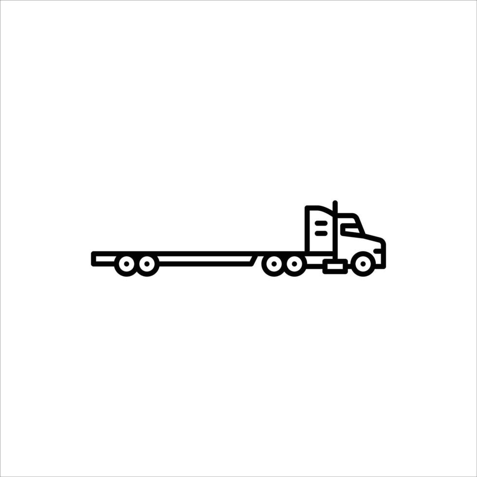 truck with flatbed trailer outline icon. flatbed truck line illustration. vector