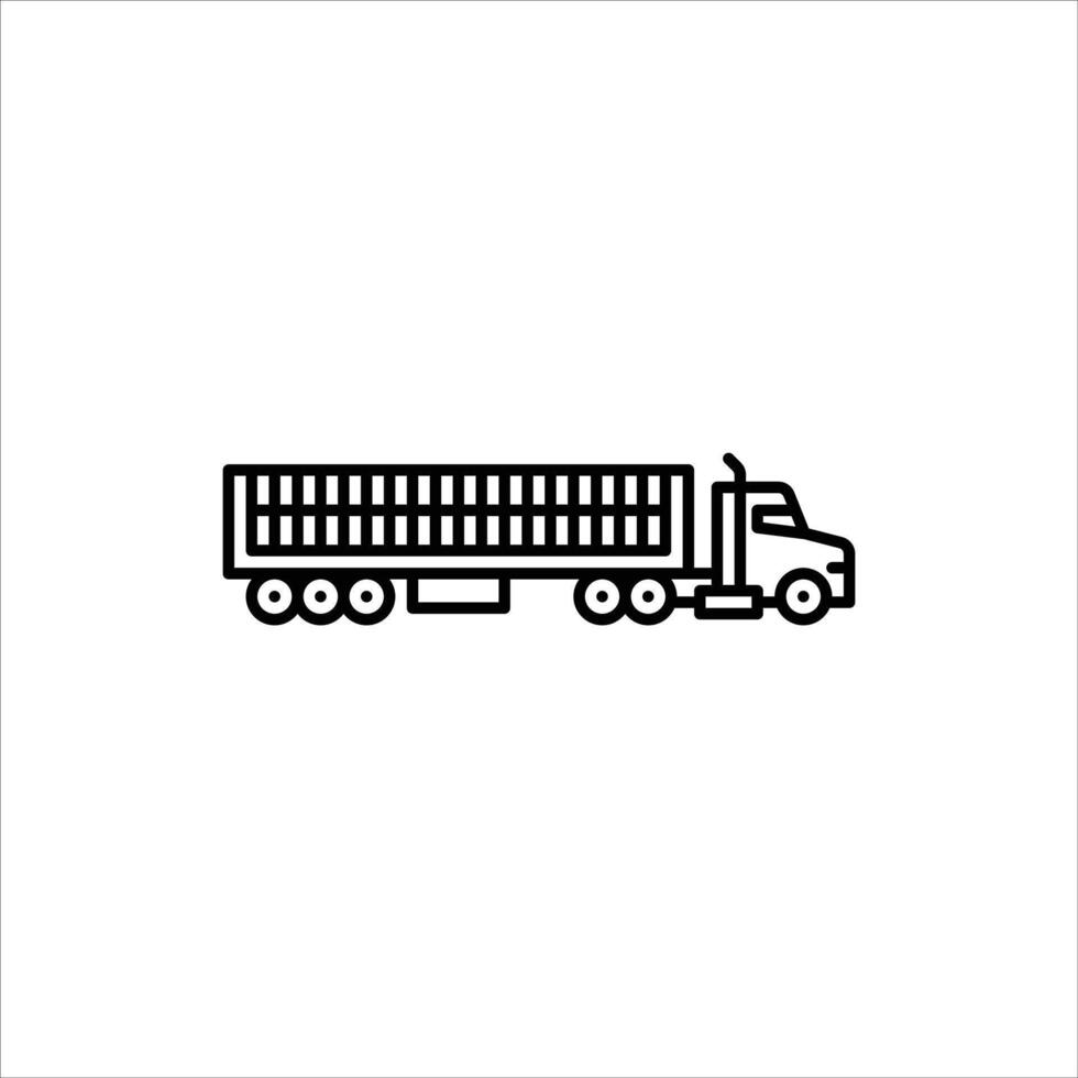 truck with fence trailer outline icon. fence trailer line illustration. vector