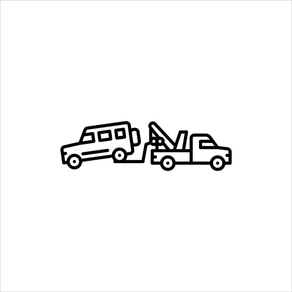 tow truck outline icon. towing a car line illustration. vector
