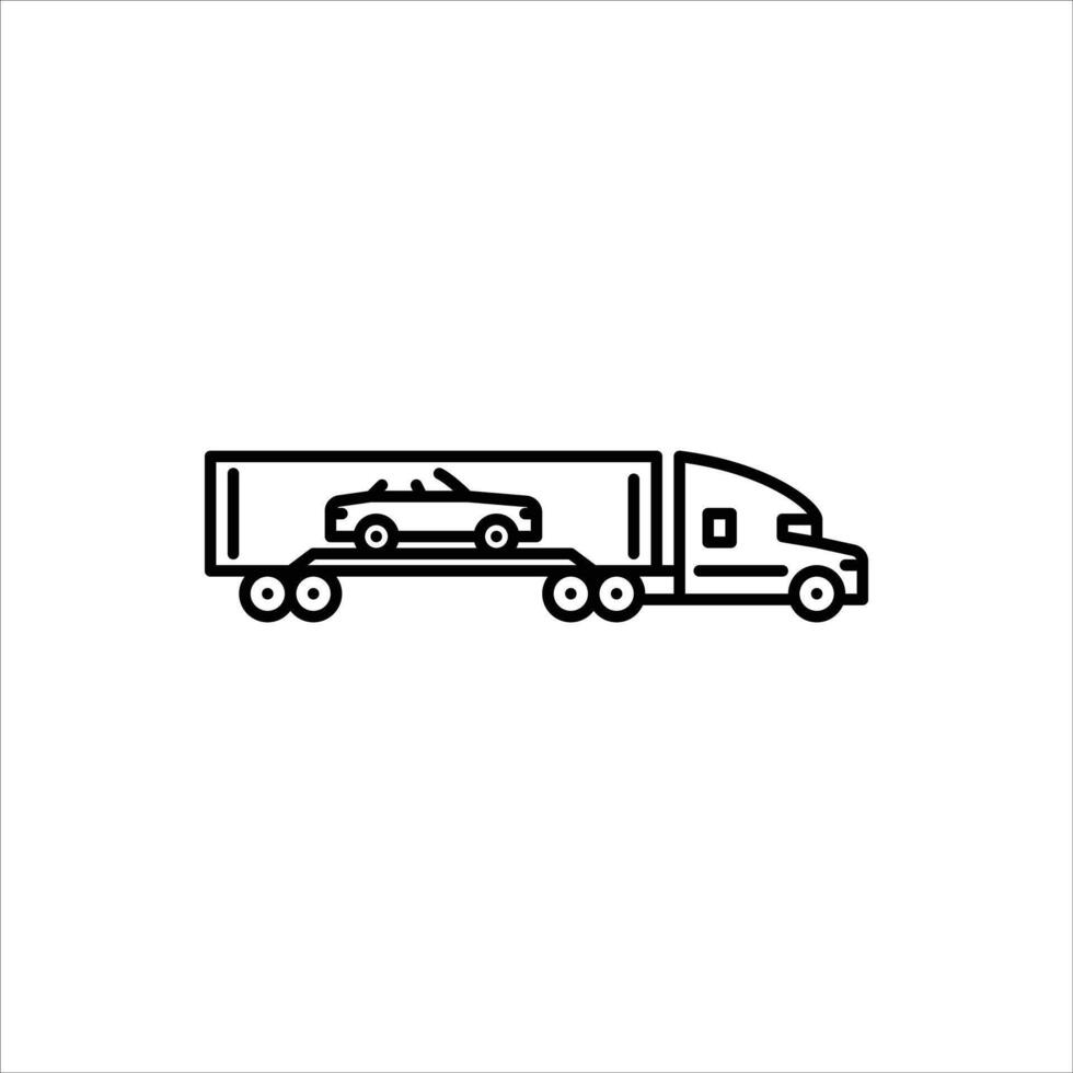 car hauler outline icon. car trailer line illustration. vector