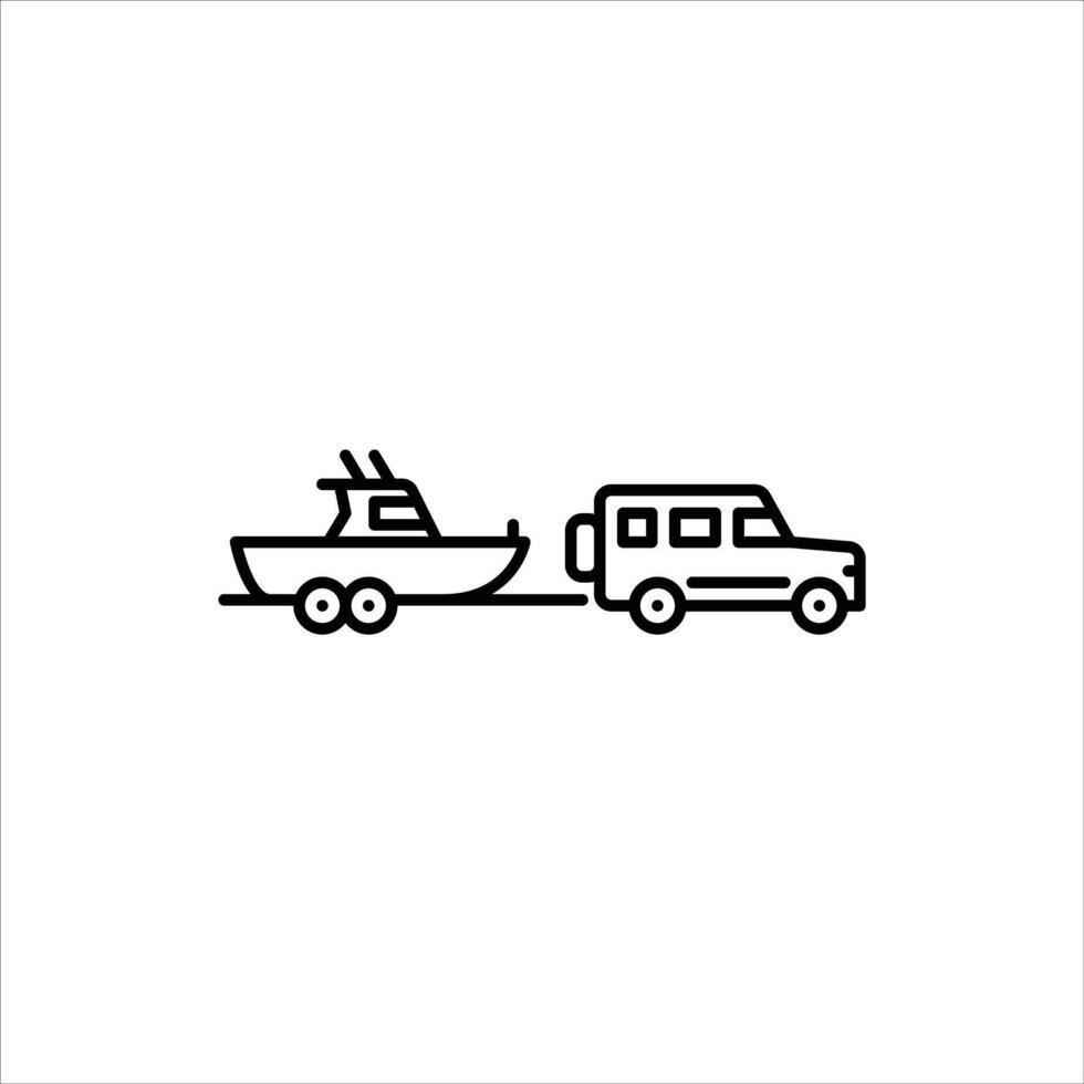 truck with boat trailer outline icon. boat trailer line illustration. vector