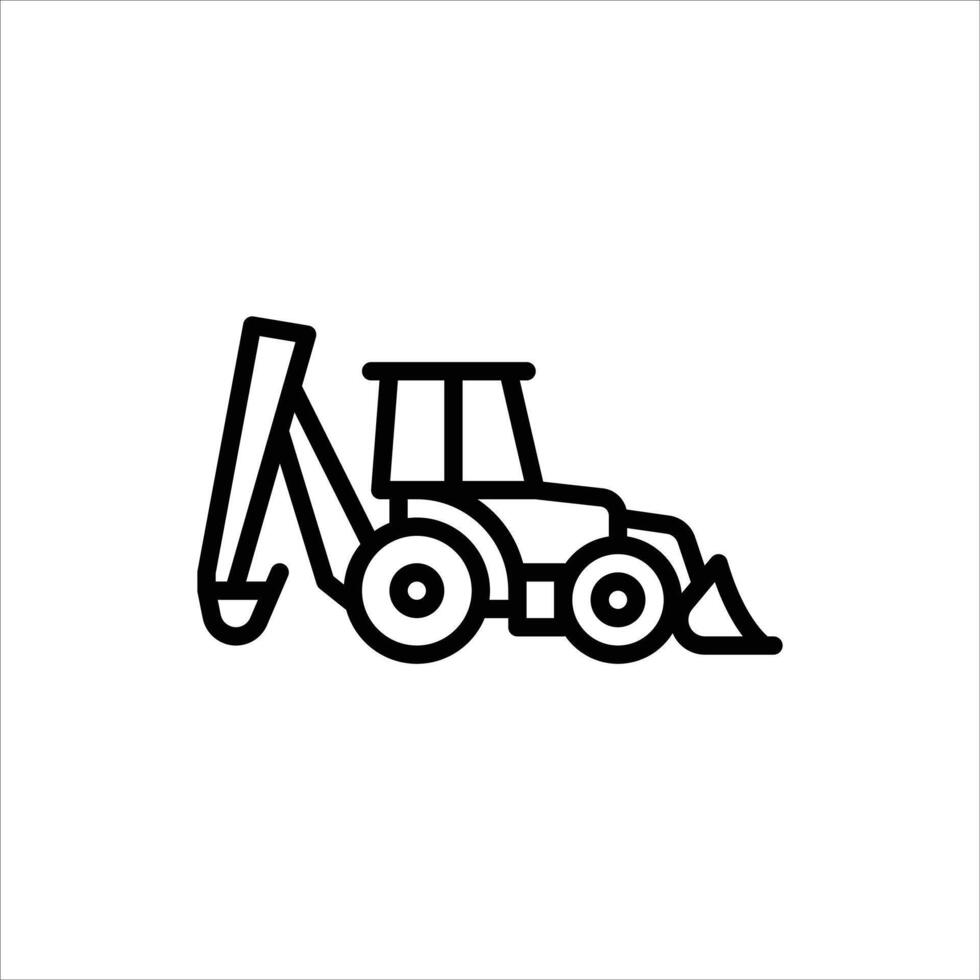 Backhoe outline icon. construction vehicle black line illustration. vector