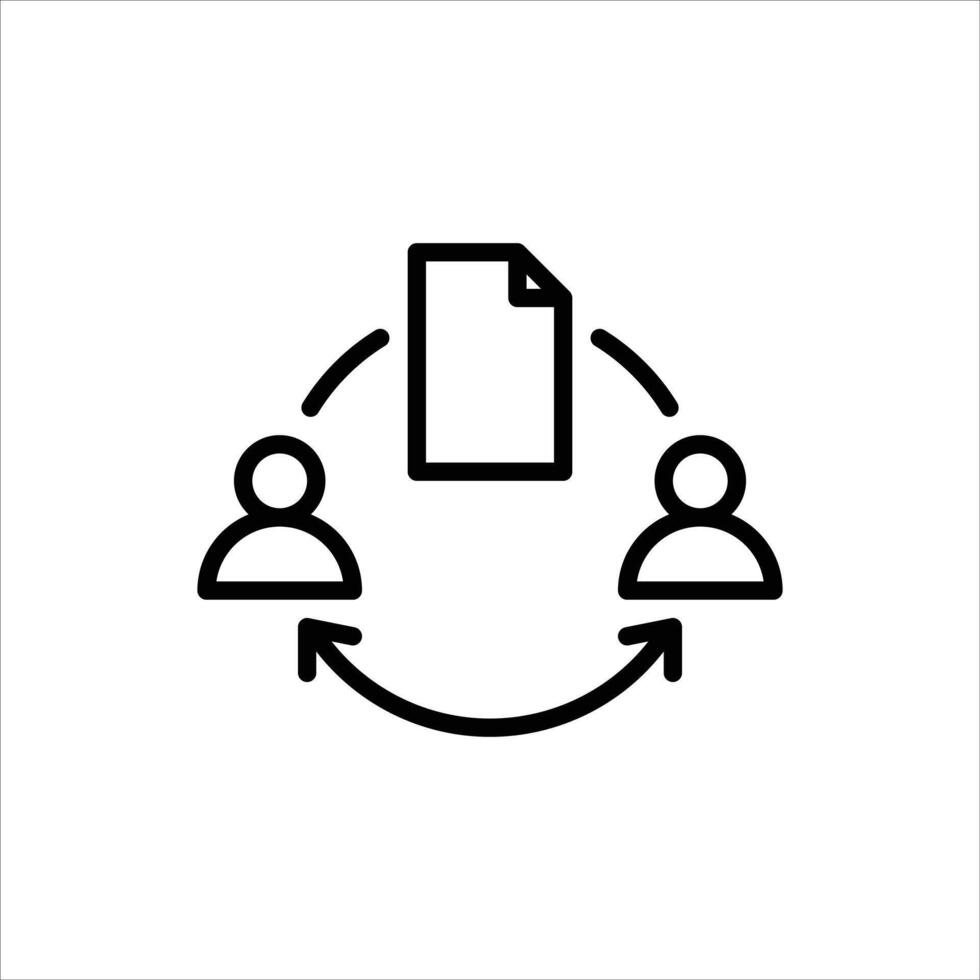 collaboration team outline icon. teamwork black line illustration. vector
