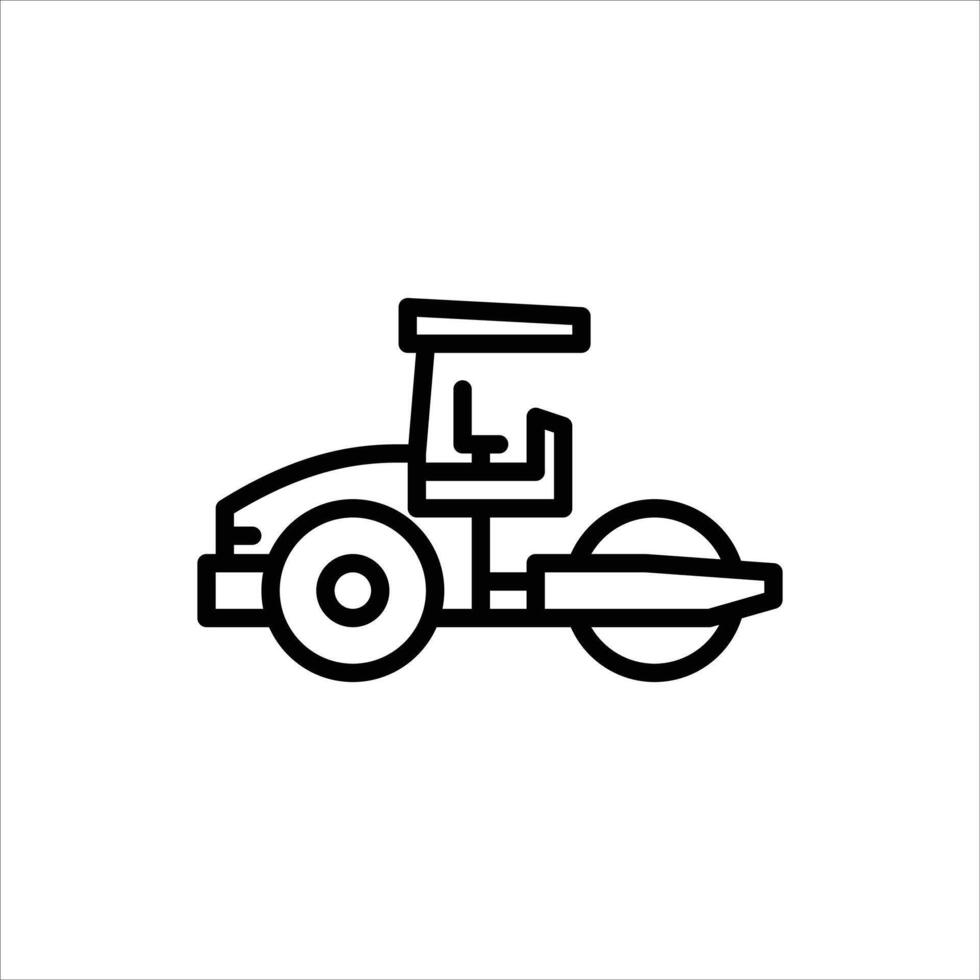 Road roller outline icon. compactor black line illustration. vector