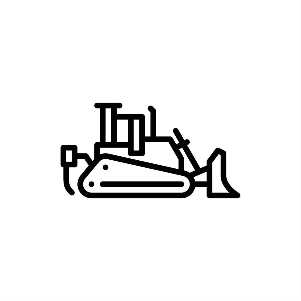 Bulldozer construction outline icon. construction vehicle black line illustration. vector