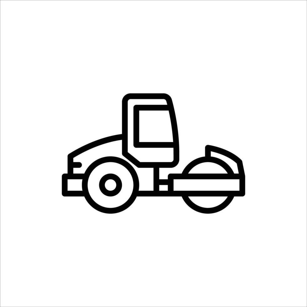 Road roller outline icon. compactor construction black line illustration. vector