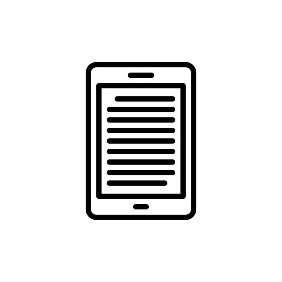 Ereader outline icon. e-reader black line illustration. vector